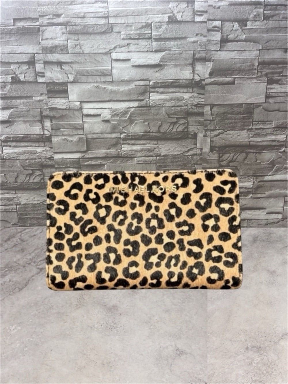 Michael Kors Small ZA Card Case Calf Hair Cheetah Leopard Print Black Multi